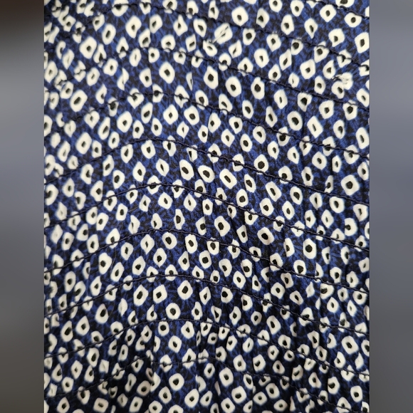 ANTHROPOLOGIE Sundays Tie Waist 3/4 Sleeved Mini Dress In Navy/white Spot.Size 0 - Picture 9 of 12